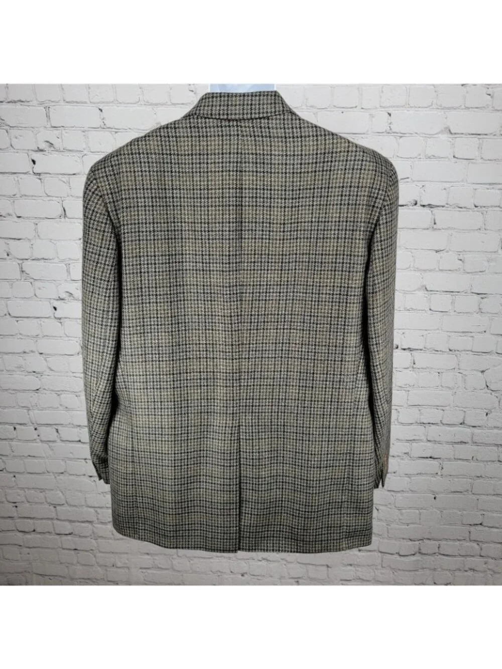 Chaps Ralph Lauren Brown & Blue 100% Wool Houndstooth Blazer Sport Coat Size 46